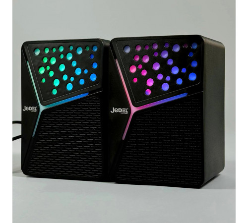 Колонка комп'ютерна Jedel S-554 з RGB підсвічуванням (USB+3.5mm) (10,0*6,7*6,5см)