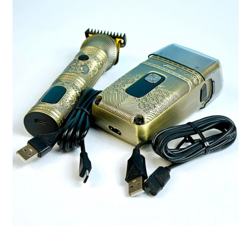 Чоловічий набір VGR V-649 Professional LED display з 4 насадками (машинка для стрижки, бритва, шейвер)