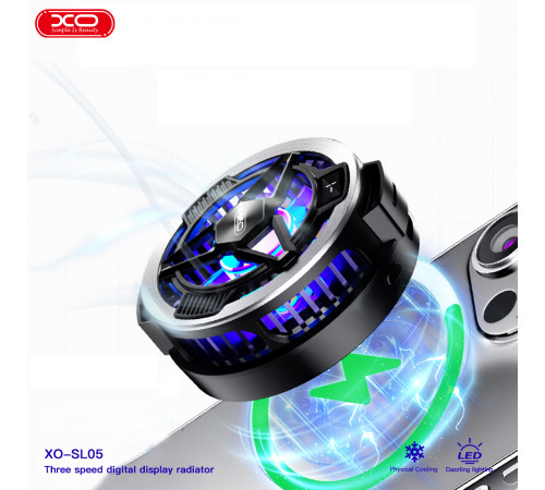 Охолоджувач для телефону XO SL05 з цифровим дисплеєм та бездротовою зарядкою (магнітний+затискач)