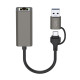 USB HUB XO HUB018 2in1 USB+Type-C to RJ45