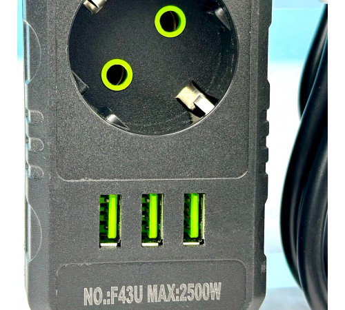 Мережевий подовжувач UA Power F43U 3USB 3 розетки 6m