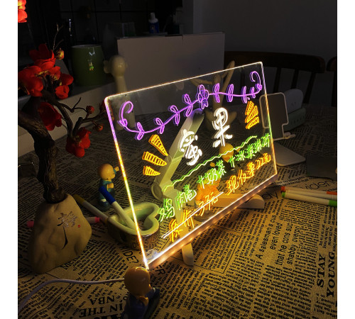 Світлодіодна дошка для малювання та нічник DIY Lamp з USB + фломастери (20*30 см)