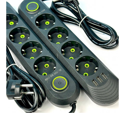 Мережевий подовжувач UA Power F04U 3USB 4 розетки 6m