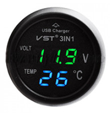 НЕТУ Часы автомобильные в прикуриватель VST 706-4 (зелёный блистр) // (50 шт/ящ)