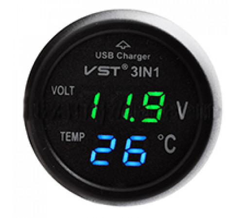 НЕТУ Часы автомобильные в прикуриватель VST 706-4 (зелёный блистр) // (50 шт/ящ)