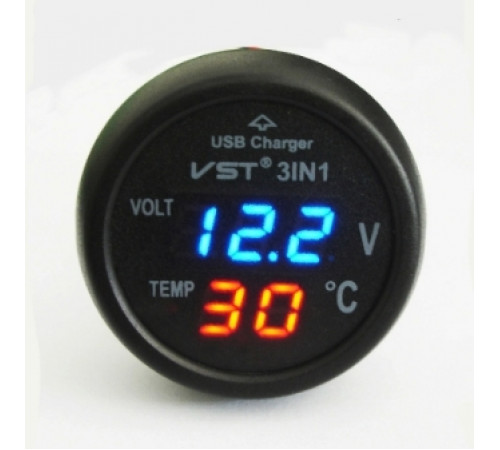 НЕТУ Часы автомобильные в прикуриватель VST 706-5 (синий блистр) // (50 шт/ящ)