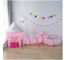 Дитяча палатка 3-в-1 «Ракета» (палатка, тунель та сухий басейн для м'ячів), рожевий, 568