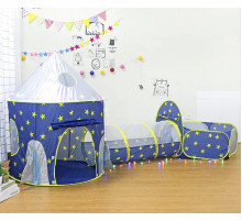 Дитяча палатка 3-в-1 «Ракета» (палатка, тунель та сухий басейн для м'ячів), синій, 600-27
