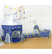 Дитячий намет 3-в-1 «Ракета» (намет, тунель і сухий басейн для м’ячів), синій, 600-27