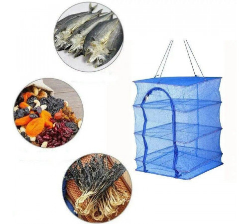 Сітка для сушіння риби, грибів, овочів та фруктів триярусна 50*50*75, см велика (60)