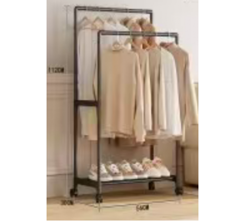 Подвійна стійка - вішалка, полиця для взуття clothes rack Only black 9918-1 (20)