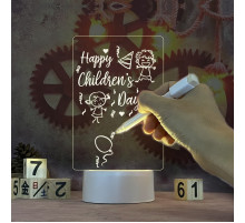 Светильник, ночник, доска для заметок 12,5 х 17,5 см,  от USB, 3 подсветки, с Маркером LAMP 3D-(100)