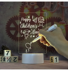 Світильник, нічник, дошка для нотаток 12,5 х 17,5 см, від USB, 3 підсвічування, з маркером LAMP 3D-(100)