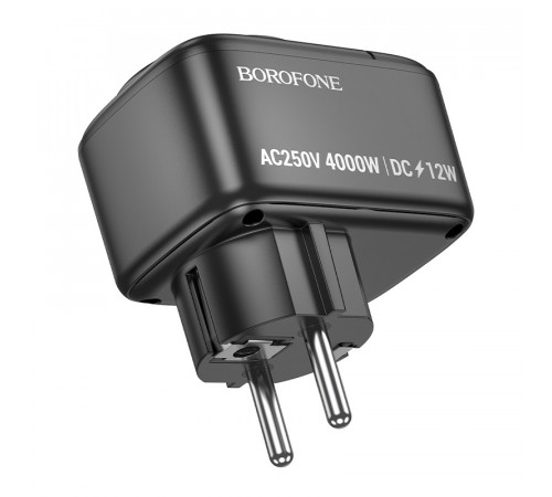 Мережевий фільтр BOROFONE BAC14 Wide 1-socket wall outlet (1C2A) (EU/GER) Black (6941991118890)