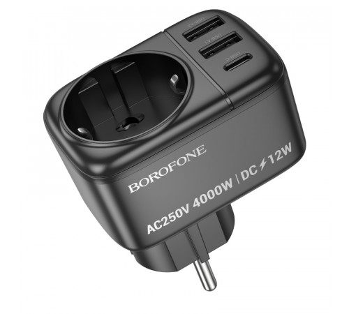 Мережевий фільтр BOROFONE BAC14 Wide 1-socket wall outlet (1C2A) (EU/GER) Black (6941991118890)