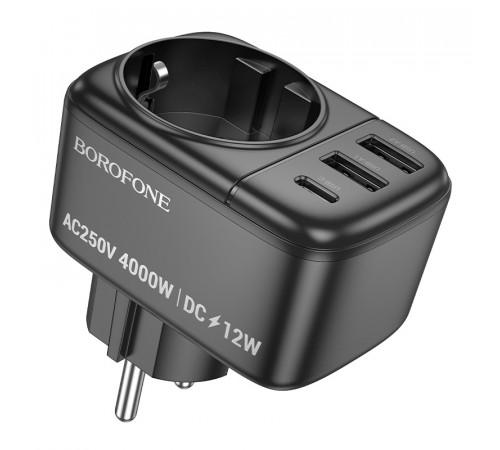 Мережевий фільтр BOROFONE BAC14 Wide 1-socket wall outlet (1C2A) (EU/GER) Black (6941991118890)