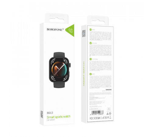 Смарт-годинник BOROFONE BD13 42mm. 230 mAh. Smart sports watch (call version) Black (6941991120633)