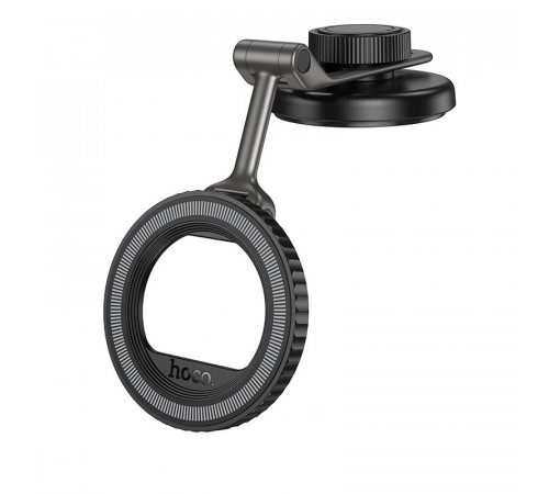 Автотримач для телефона HOCO H77 View folding magnetic ring car holder (center console) Black Metal Gray (6942007647878)