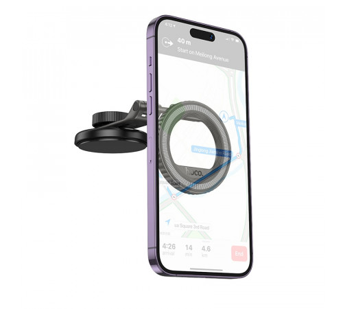 Автотримач для телефона HOCO H77 View folding magnetic ring car holder (center console) Black Metal Gray (6942007647878)