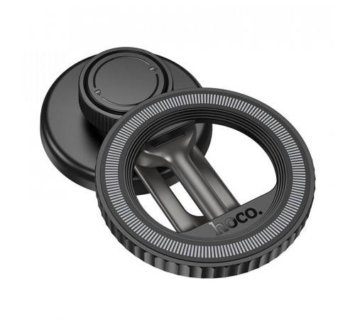 Автотримач для телефона HOCO H77 View folding magnetic ring car holder (center console) Black Metal Gray (6942007647878)