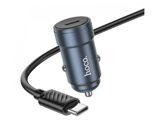 Автомобільний зарядний пристрій HOCO Z57 Glorious single-port PD30W car charger set (C to C) Metal Gray (6942007633086)