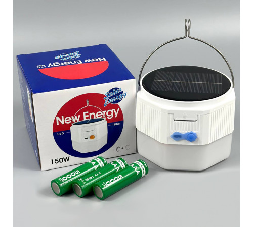 Лампа для кемпінгу New Energy з Solar panel (3 акумулятори 18650) 9,0 см