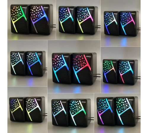 Колонка комп'ютерна Jedel S-527 з RGB підсвічуванням (USB+3.5mm) (10,0*8,0*7,0 см)