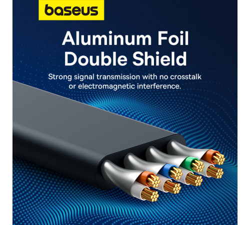 Кабель мережевий патч-корд для інтернету Baseus High Speed CAT7 10Gigabit плоский 0.5m (B00133207111-00)