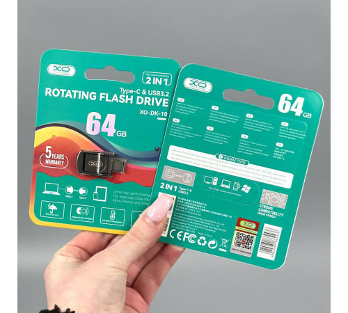 USB флеш XO DK10 64GB USB3.2+Type-C Швидкісна