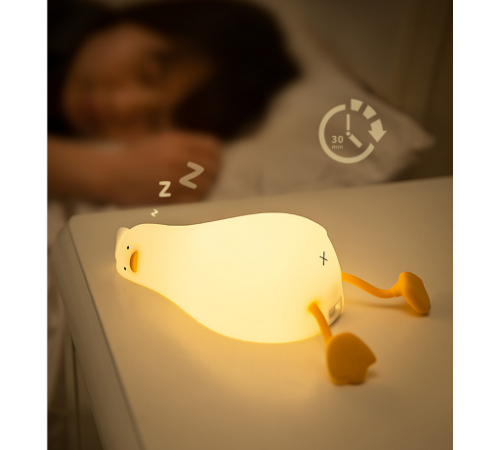 Силіконовий нічник Втомлена качечка K-1096 із сенсорним керуванням 1200mAh (3 режими яскравості) 15см