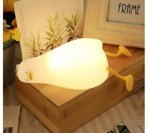 Силіконовий нічник Втомлена качечка K-1096 із сенсорним керуванням 1200mAh (3 режими яскравості) 15см