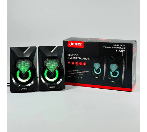 Колонка комп'ютерна Jedel S-502 з RGB підсвічуванням (USB+3.5mm) (10,5*6,5*6,0 см)