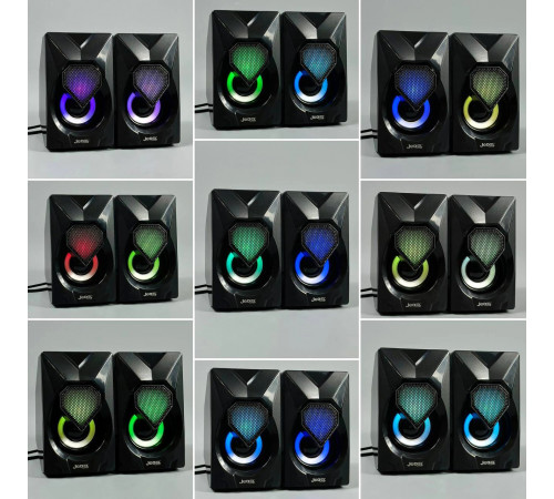 Колонка комп'ютерна Jedel S-502 з RGB підсвічуванням (USB+3.5mm) (10,5*6,5*6,0 см)