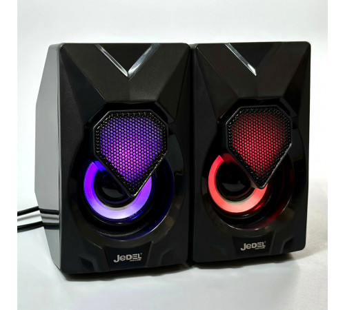 Колонка комп'ютерна Jedel S-502 з RGB підсвічуванням (USB+3.5mm) (10,5*6,5*6,0 см)