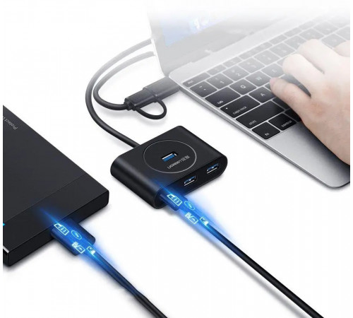 USB-хаб UGREEN USB 3.0 Hub  0.5m (Black) (UGR-20290)