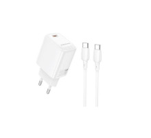 Мережевий зарядний пристрій з кабелем BOROFONE BN26 Fuente single-port PD20W charger set (C to C) (EU) White (6941991120251)