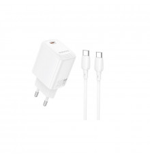 Мережевий зарядний пристрій з кабелем BOROFONE BN26 Fuente single-port PD20W charger set (C to C) (EU) White (6941991120251)
