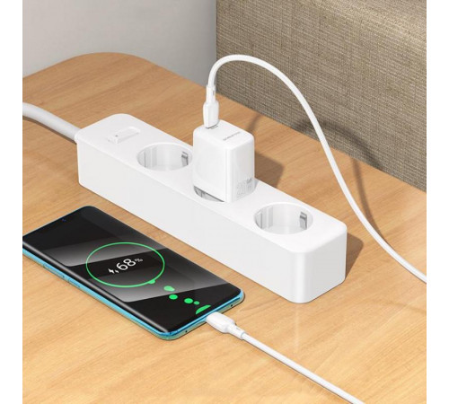 Мережевий зарядний пристрій з кабелем BOROFONE BN26 Fuente single-port PD20W charger set (C to C) (EU) White (6941991120251)