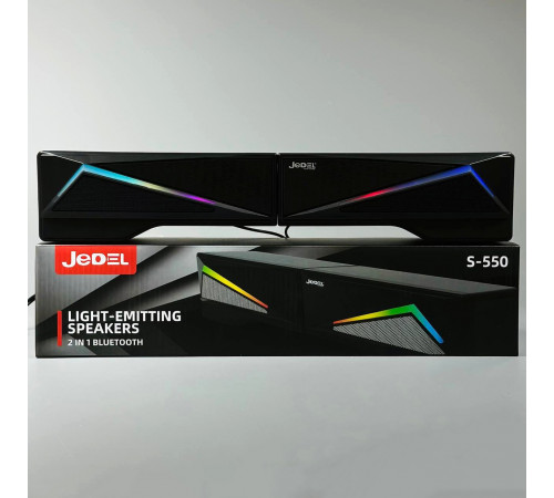 Колонка комп'ютерна Jedel S550 з RGB підсвічуванням (USB+3.5mm) (19,0*7,5*7,0 см)