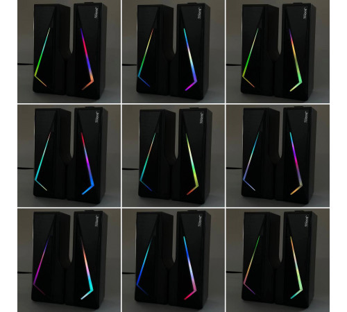 Колонка комп'ютерна Jedel S550 з RGB підсвічуванням (USB+3.5mm) (19,0*7,5*7,0 см)