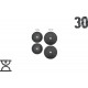 30 кг (2x5 и 2x10) дисков, покрытых пластиком (31 мм)