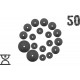 50 кг (2 по 10, 8 по 2,5, 8 по 1.25) дисков, покрытых пластиком (31 мм)