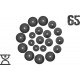 65 кг (4 по 1.25, 8 по 2.5, 8 по 5 кг) дисков, покрытых пластиком (31 мм)