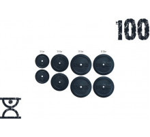 Набор блинов 100кг (2х5, 2х10, 2х15, 2х20) под гриф 25,30 50 мм