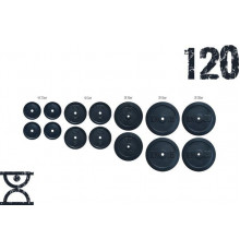 Набір млинців 120 кг (4х2.5, 4х5, 2х10, 2х15, 2х20) на гриф 25,30,50 мм