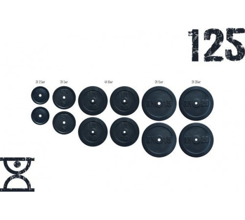 Набор блинов 125 кг (2х2.5, 2х5, 4х10, 2х15, 2х20)