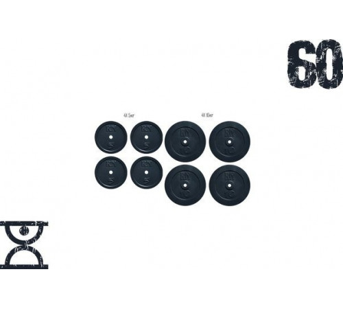 Набор блинов 60 кг (4x5 и 4x10) на гриф 25,30,50 мм