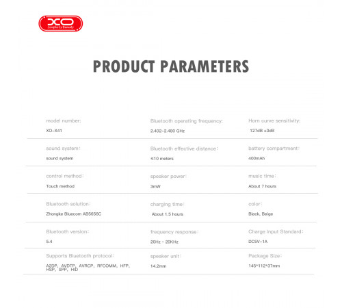 Бездротові навушники XO X41 XingLian Clip OWS