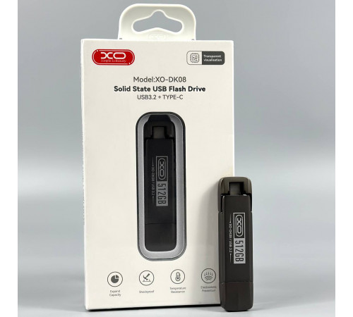 USB флеш XO DK08 512Gb USB3.2+Type-C Швидкісна