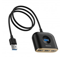 USB-хаб Baseus Square round 4 in 1 USB HUB Adapter(USB3.0 TO USB3.0*1+USB2.0*3) 1m Black (CAHUB-AY01)